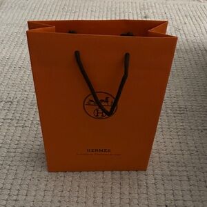 Hermes Orange Gift Tote with Brown Rope Handles